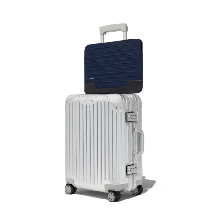Bolso tipo cubo plano de cuero y lona Bolso tipo cubo plano de cuero y lona