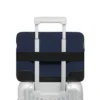 Bolso tipo cubo plano de cuero y lona Bolso tipo cubo plano de cuero y lona