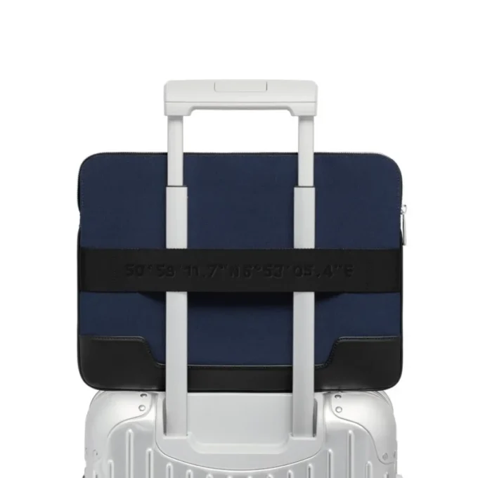 Bolso tipo cubo plano de cuero y lona Bolso tipo cubo plano de cuero y lona