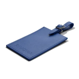 Etiquetas de equipaje personalizadas de cuero azul océano