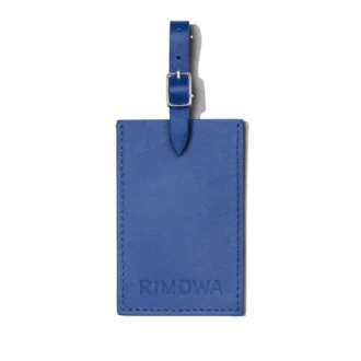Etiquetas de equipaje personalizadas de cuero azul océano