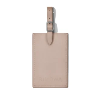 Etiquetas de equipaje personalizadas de cuero color topo