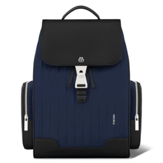 Mochila grande con solapa en cuero y lona