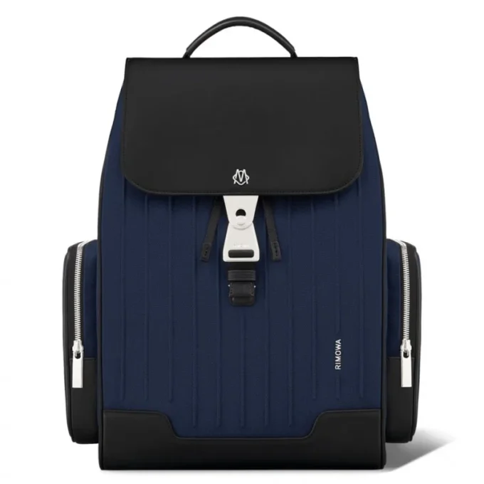 Mochila grande con solapa en cuero y lona