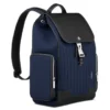 Mochila grande con solapa en cuero y lona