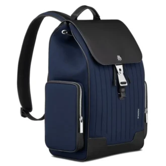 Mochila grande con solapa en cuero y lona