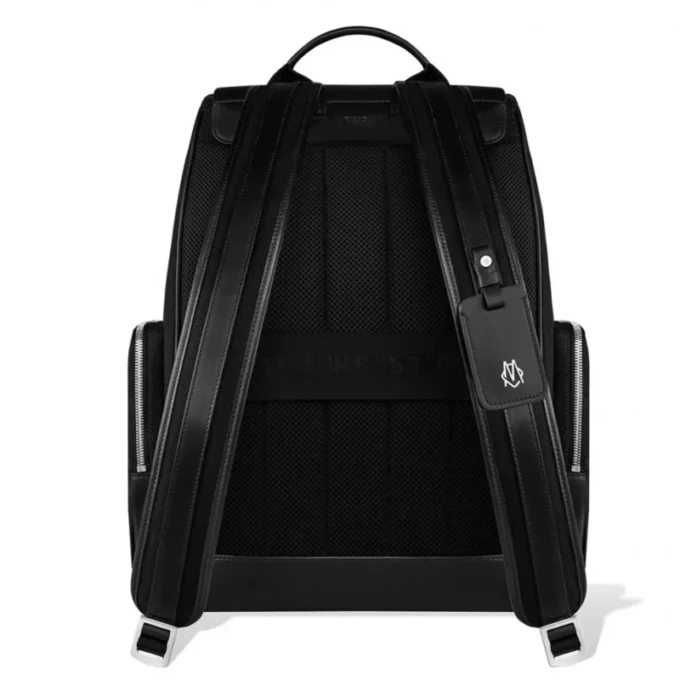 Mochila grande con solapa en cuero y lona