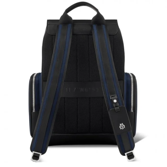 Mochila grande con solapa en cuero y lona