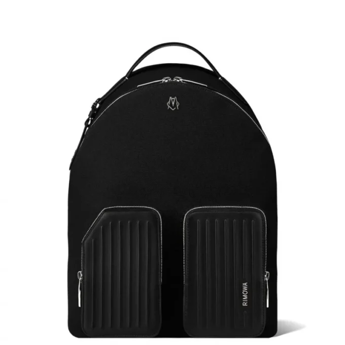 Mochila mediana de cuero y lona Mochila mediana de cuero y lona